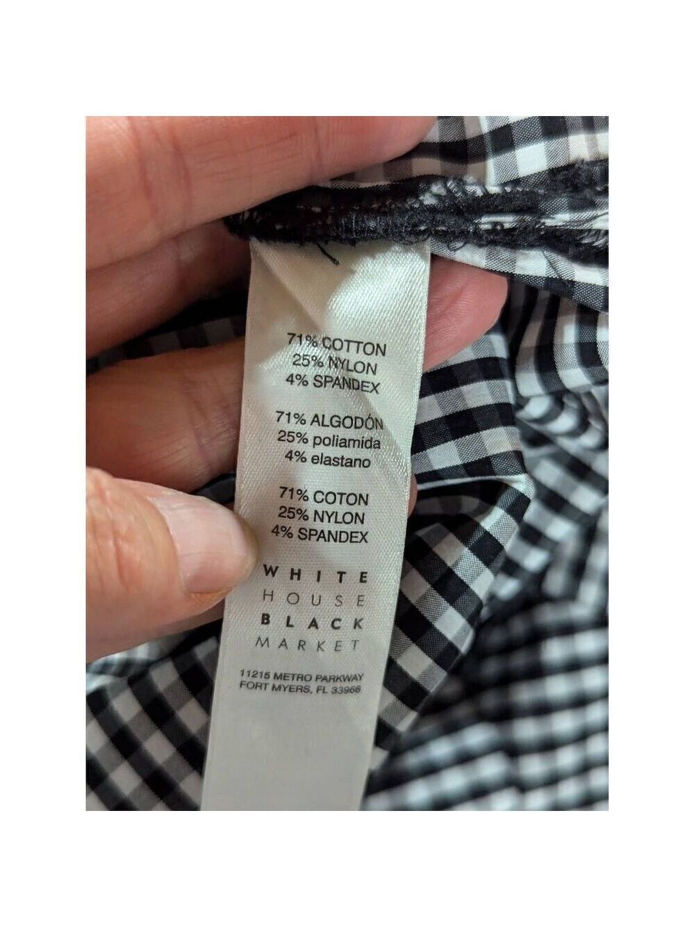 White House Black Market Women's Black & White Gingham Check Long Sleeve Shirt S - Picture 6 of 8